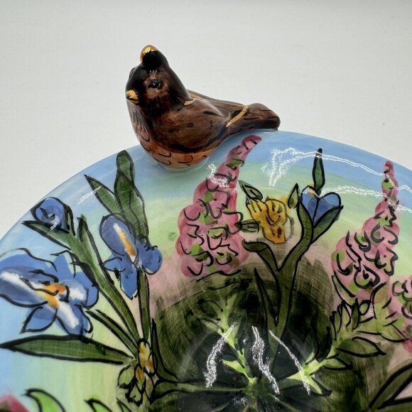 Blue Sky Goldminc  ROBINS SONG Ceramic Birdbath Tea Light Candle Holder 2003 - Picture 2 of 13